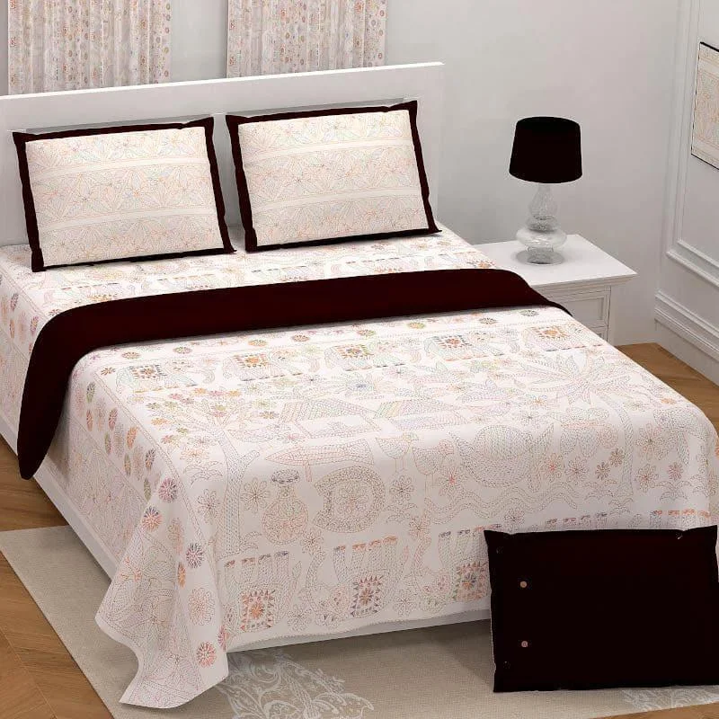 Tusker Floral Bedsheet - Black