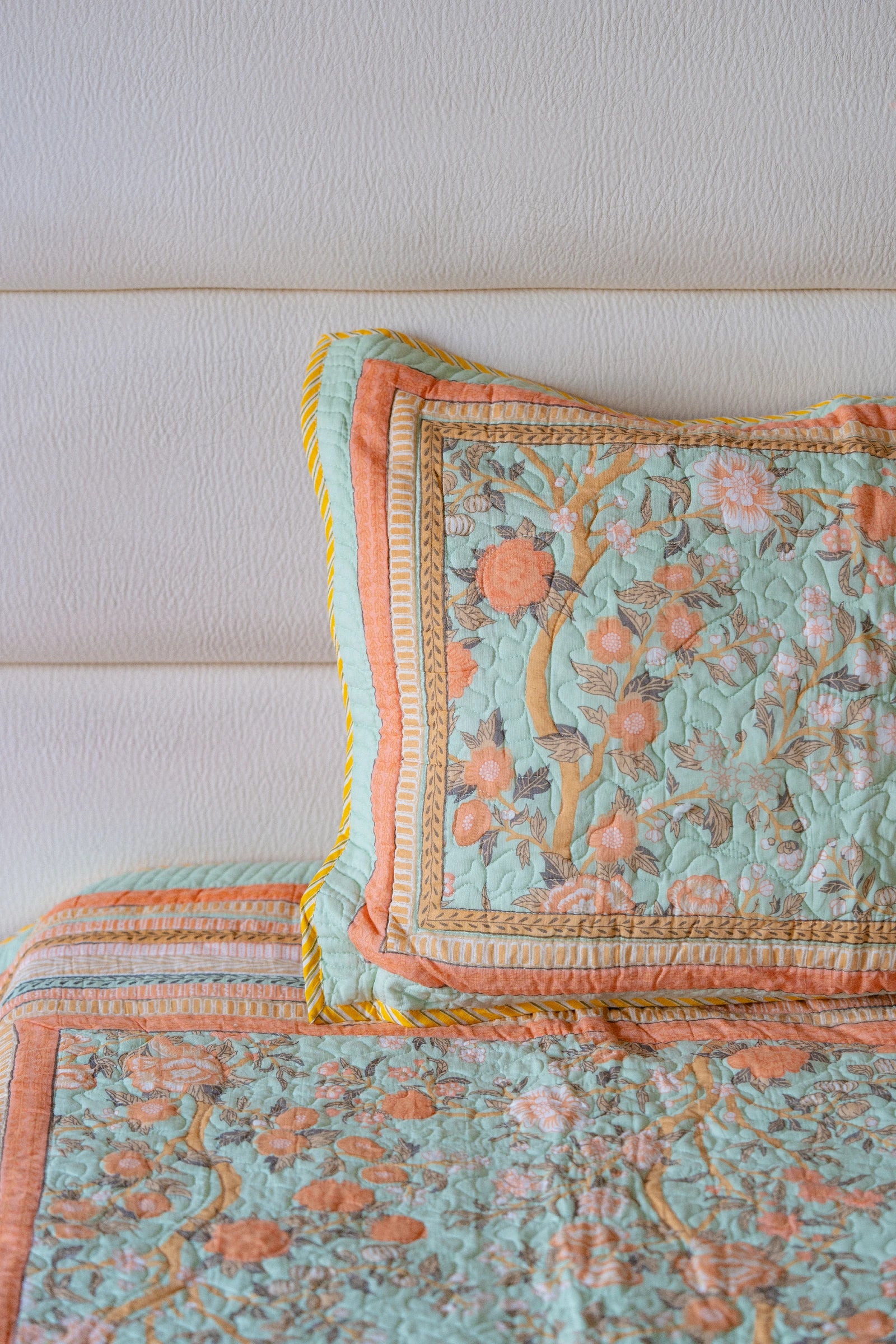 Orange Blossom Quilted Bedcover