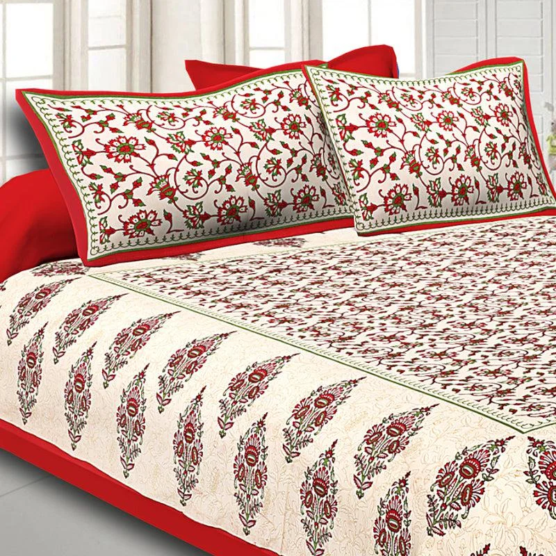 Aariz Ethnic Bedsheet - Red