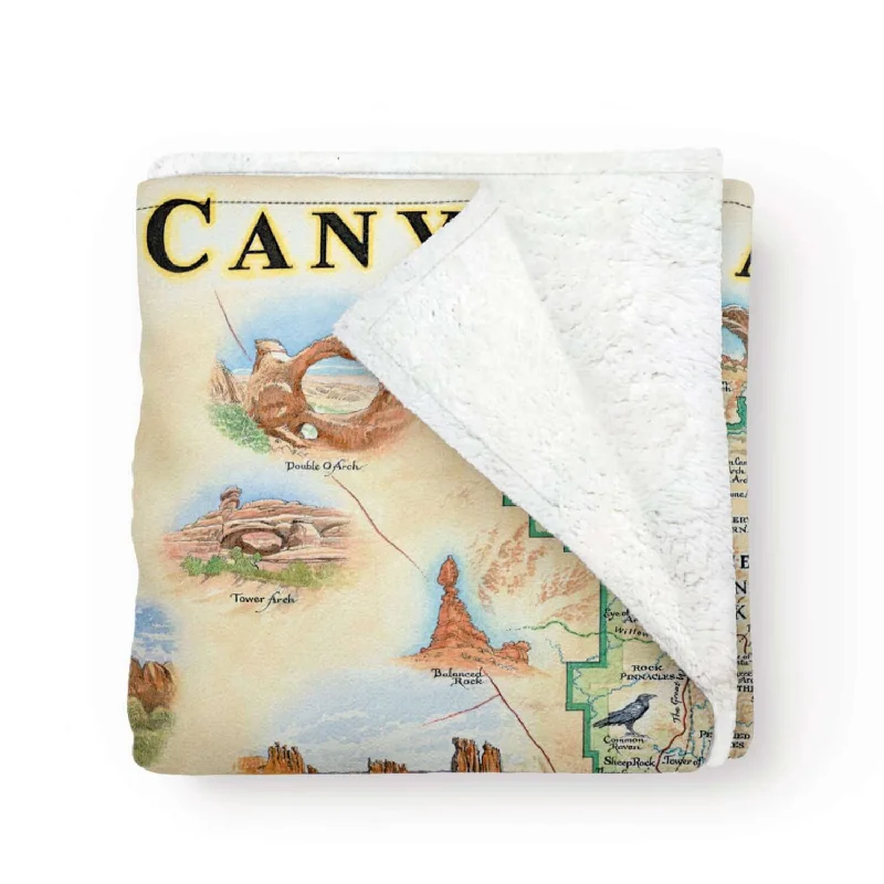 Arches & Canyonlands National Park Map Fleece Blanket