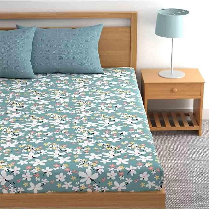 Floral Jewels Bedsheet - Blue