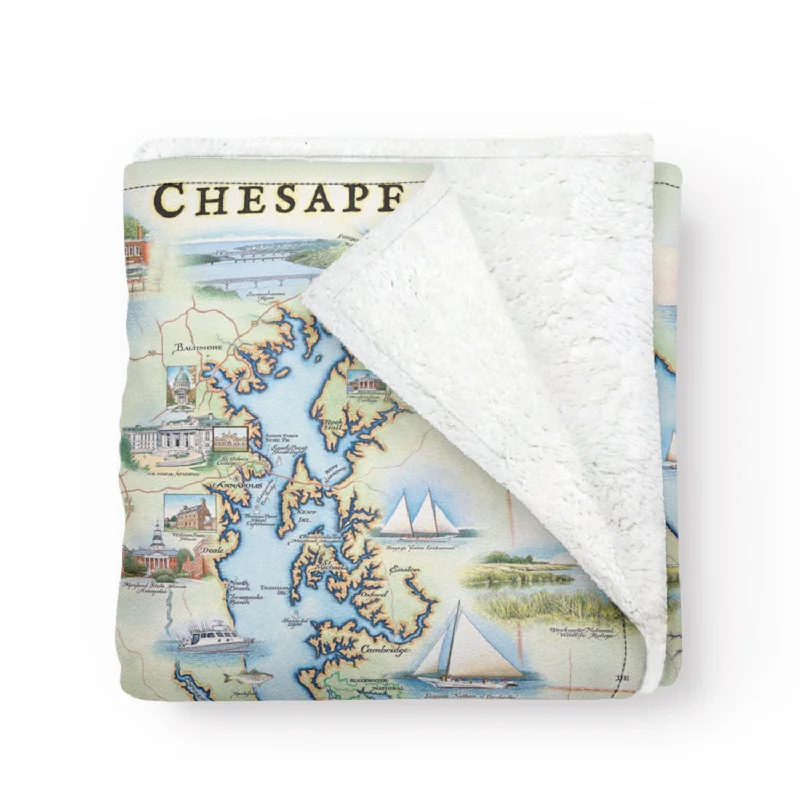 Chesapeake Bay Map Fleece Blanket