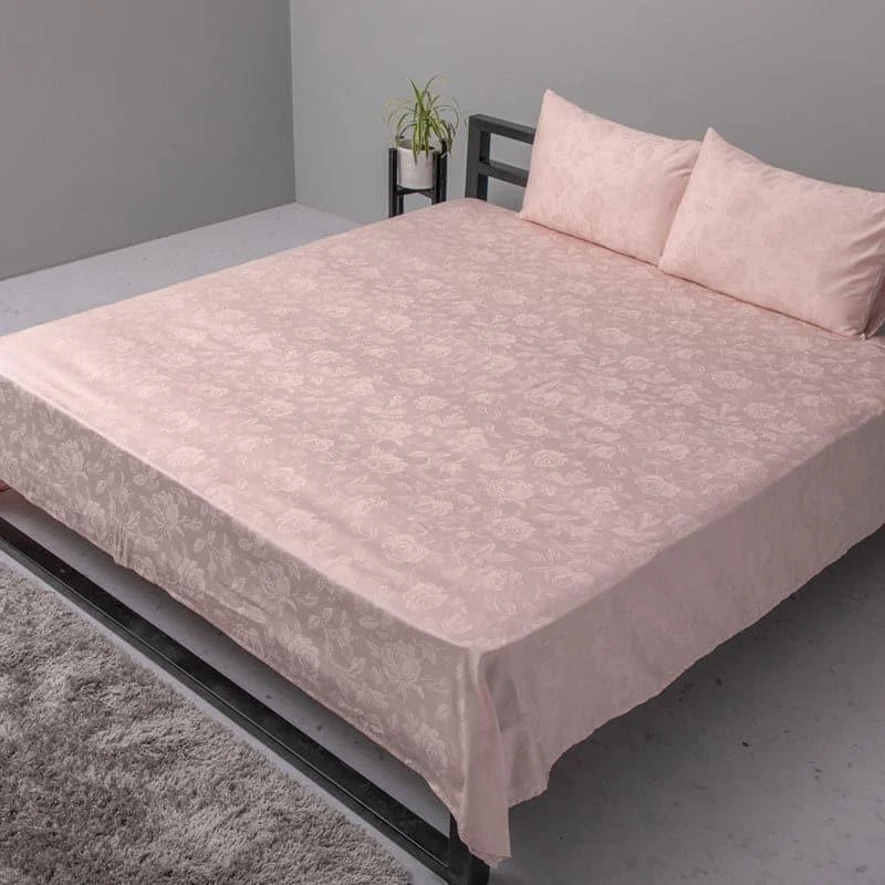 Fruva Floral Bedsheet - Pale Pink