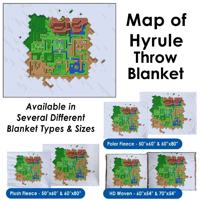 Legend of Zelda: A Link to the Past, Map of Hyrule - Throw Blanket / Tapestry Wall Hanging