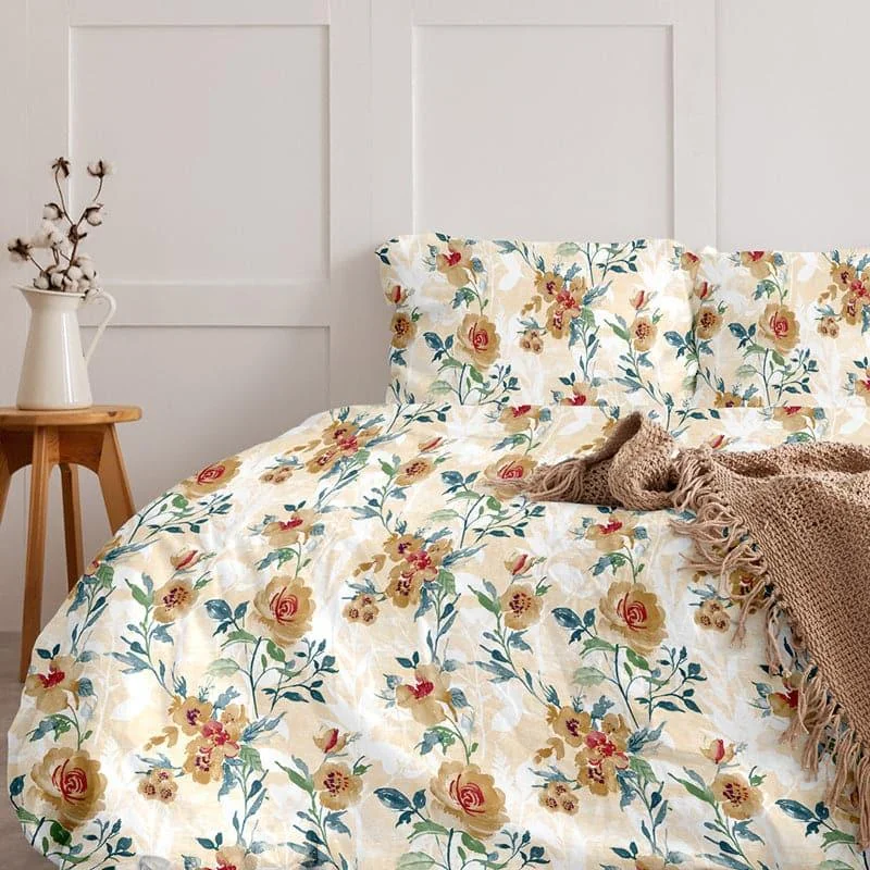 Surva Camellias Flora Bedsheet - Peach