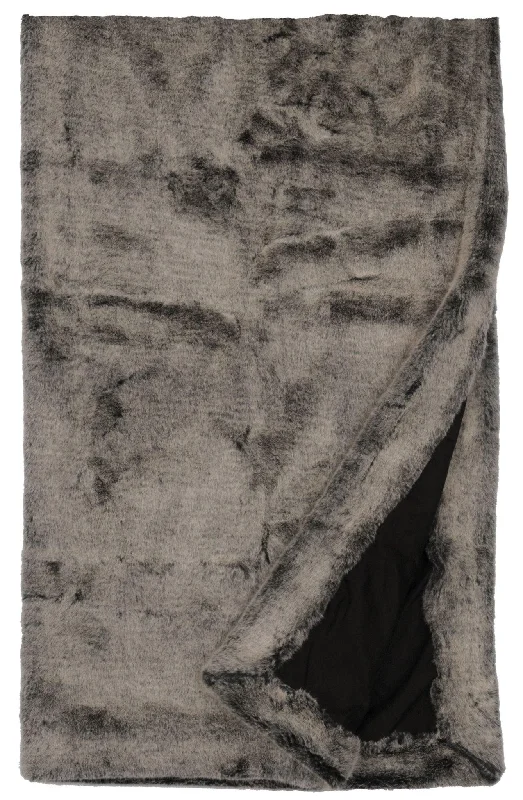 Luxury Silver Grey Faux Fur Throw Blanket