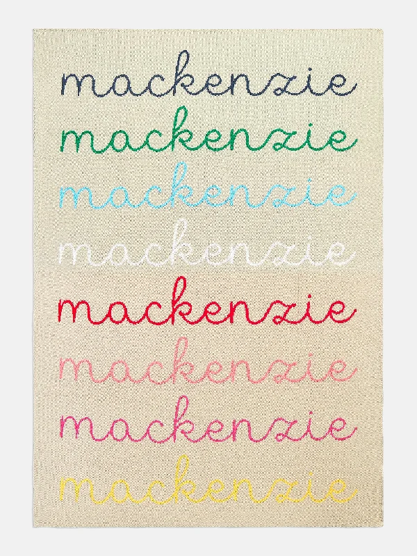 Script Ombre Name Custom Blanket - Beige/Multi