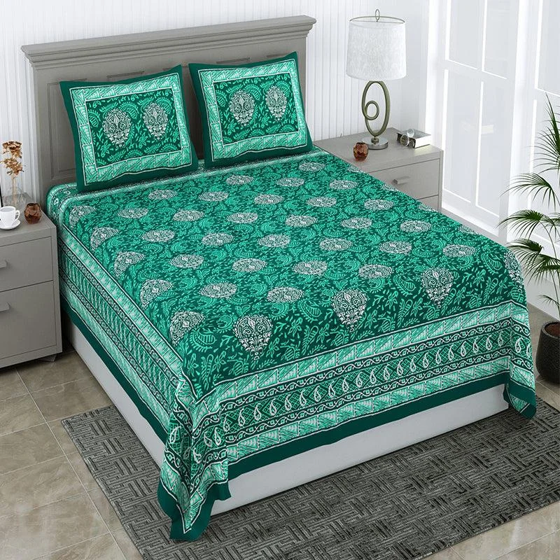 Nimisha Floral Bedsheet - Green