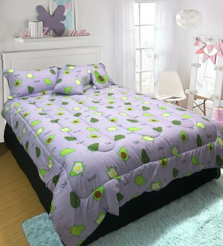 5 Piece Kids Comforter Set Purple Avocado