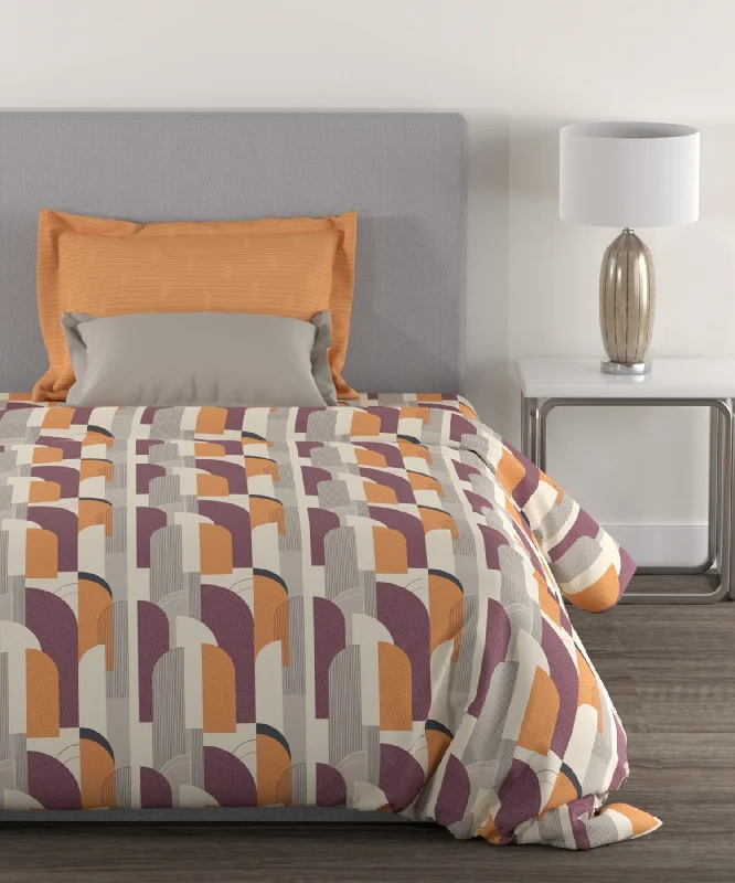 Home Essential Charleen Orange Single Bedsheet With 1 Pillow Cover, 144TC, 100% Cotton, Floral, Multi Colour