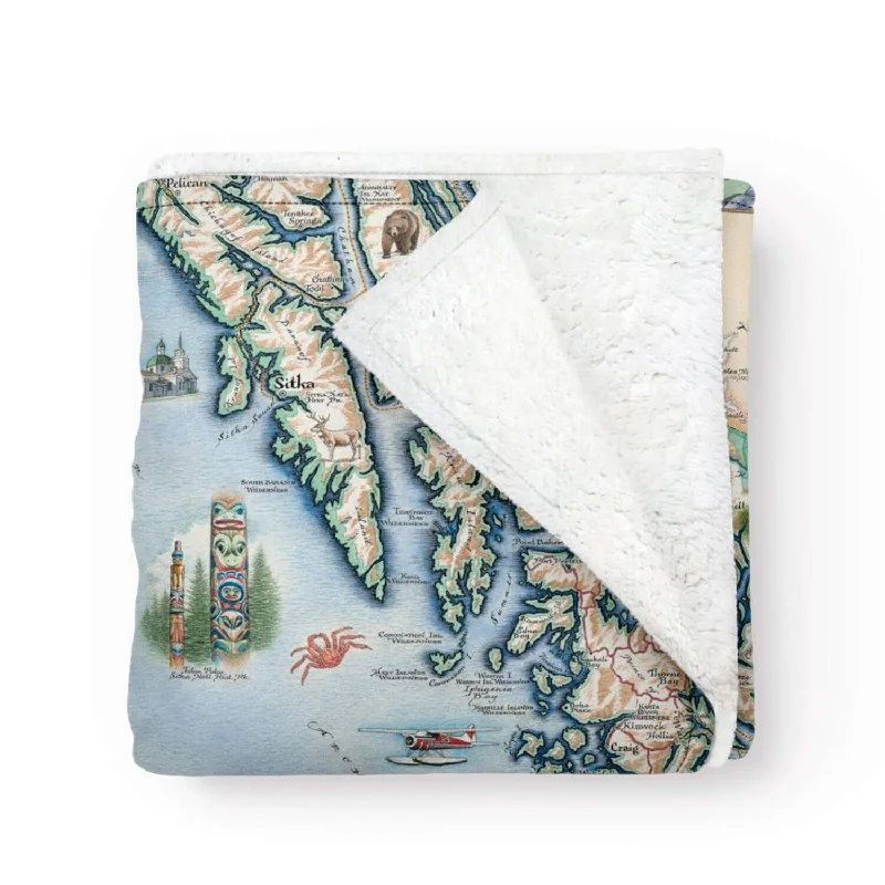 Alaska Inside Passage Map Fleece Blanket