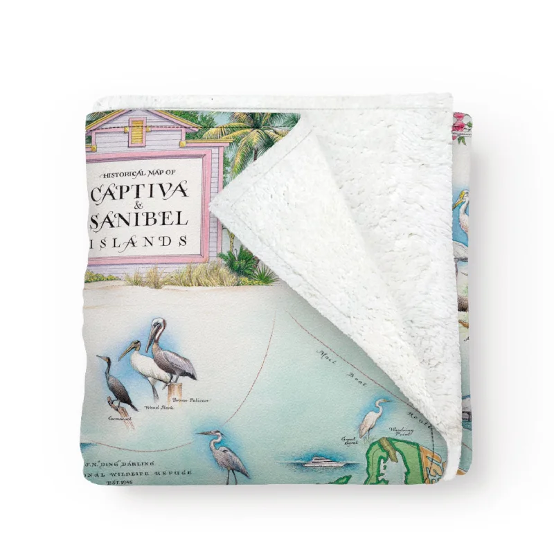 Sanibel & Captiva Islands Map Fleece Blanket