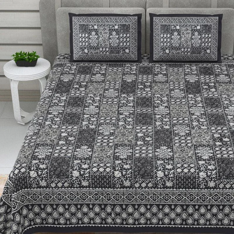 Kavyaa Printed Bedsheet - Grey