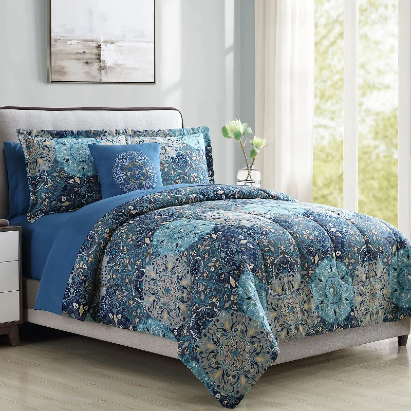 Modern Threads 8-Piece Printed Reversible Complete Bed Set Granada