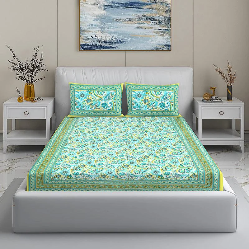 Manohara Floral Bedsheet - Green