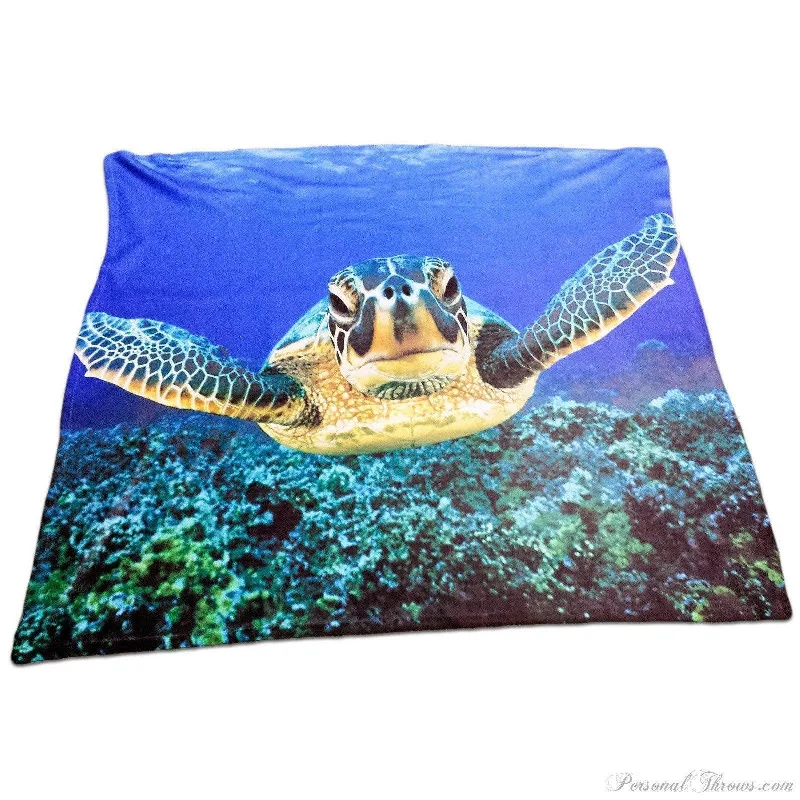 Aquatic Sea Turtle Throw Blanket / Wall Hang / Tapestry