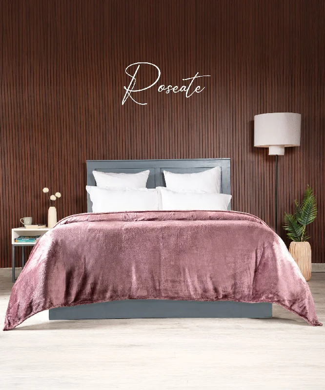 HE Style me Solid Double Blanket, 290GSM, 100% Polyster, Roseate