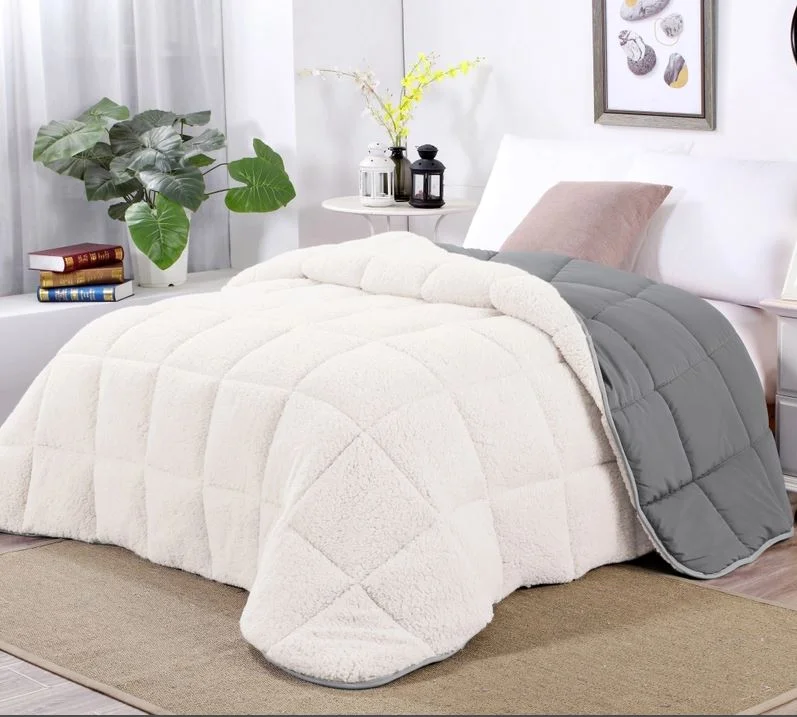 Sherpa Fleece Reversible Comforter Set Sleet