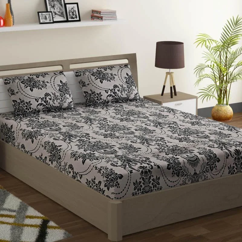 Regal Dreamscape Bedsheet - Dark Grey