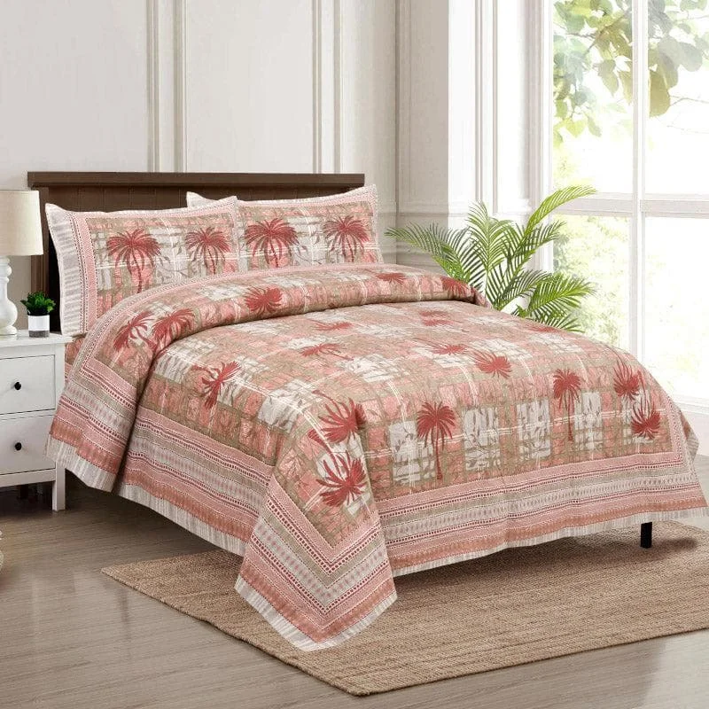 Coco Tree Checkers Bedsheet - Pink