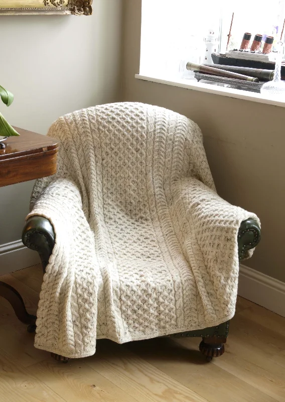 Aran Crafts Honeycomb Wool Throw | Oatmeal