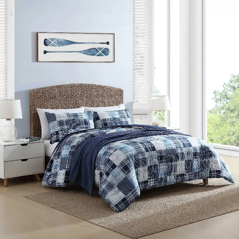 Nautica Mason Patchwork Navy Twin Comforter & Sham Set