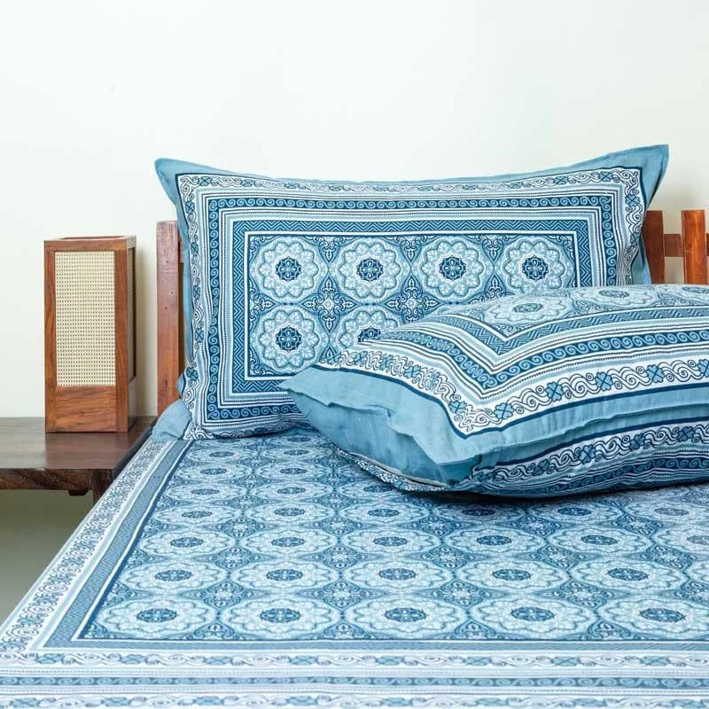 Maitri Ethnic Bedsheet - Blue