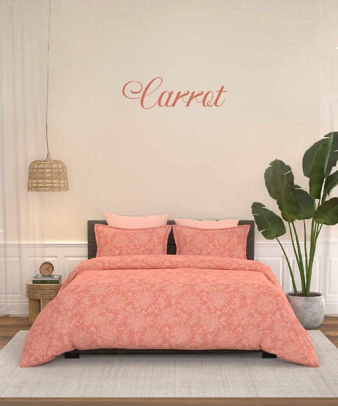 Home Essential Pastel Poetry King Bedsheet 144 Tc, 100% Cotton, Adelia Carrot