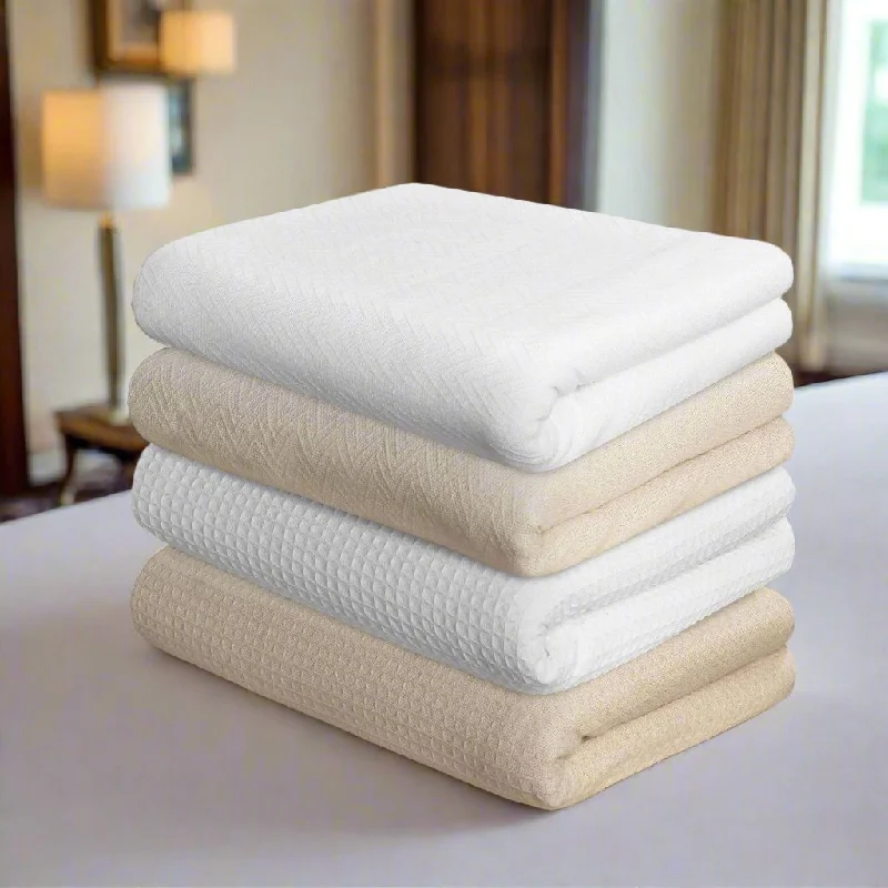 Herringbone & Honeycomb Weave Cotton Thermal Blanket 2 PK