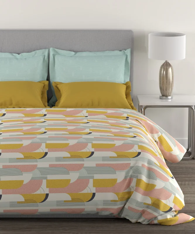 Home Essential Queen Bedsheet, 144 Tc , 100% Cotton Charleen Yellow