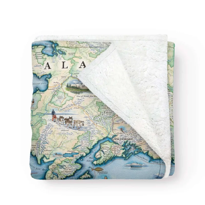 Alaska State Map Fleece Blanket