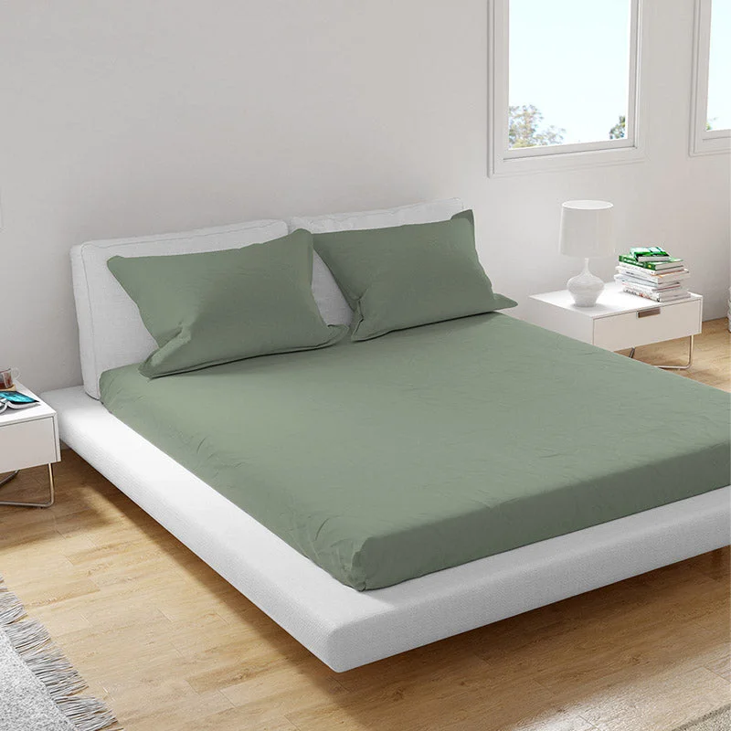 Solid Comfort Percale Solid Bedsheet - Fern Green