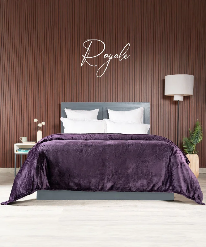 HE Style me Solid Double Blanket, 290GSM, 100% Polyster, Royal