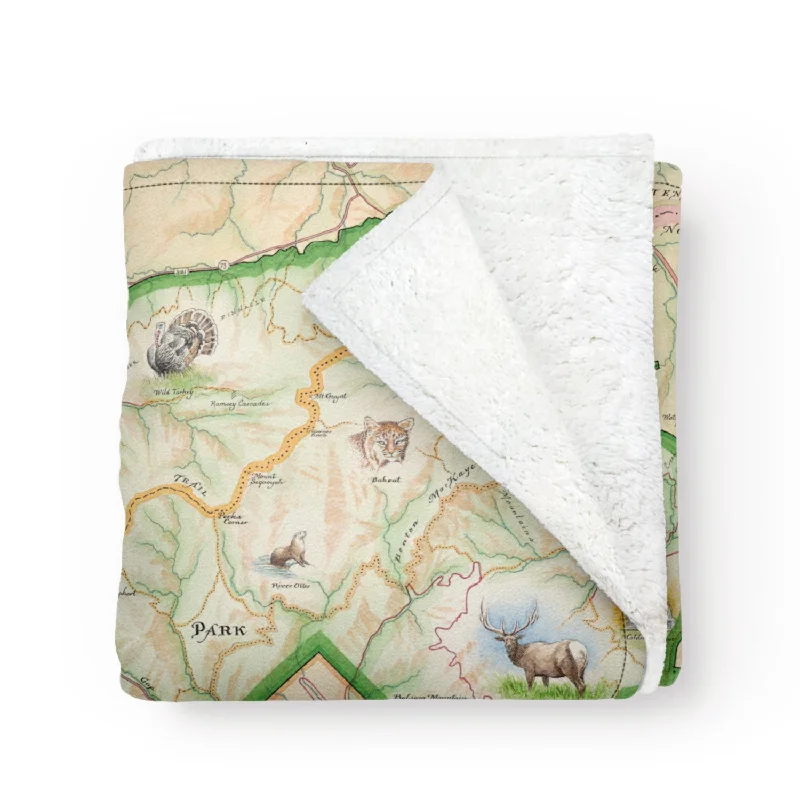 Great Smoky Mountains National Park Map Fleece Blanket