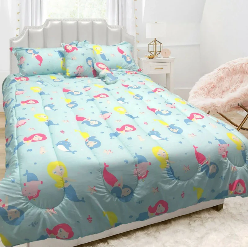 5 Piece Kids Comforter Set Mermaid