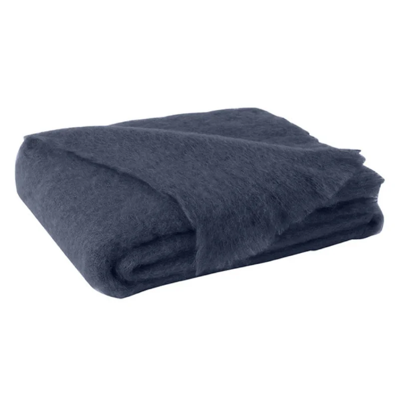 Indigo Brushed Mohair Throw