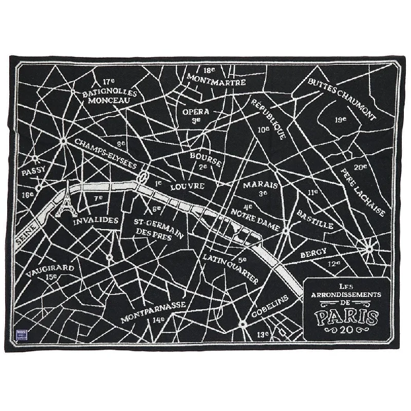 Paris Map Wool Throw