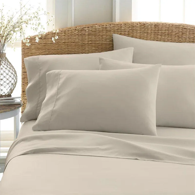 Sofia 100% Cotton Satin Weave Solid Bedsheet - Ivory - 400 TC