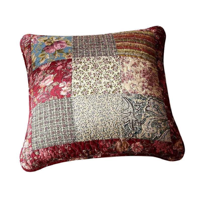 Tache Cotton Patchwork Beige Burgundy Paisley Floral Fairy Tale Tea Party Cushion Covers / Euro Sham (DXJ103443)