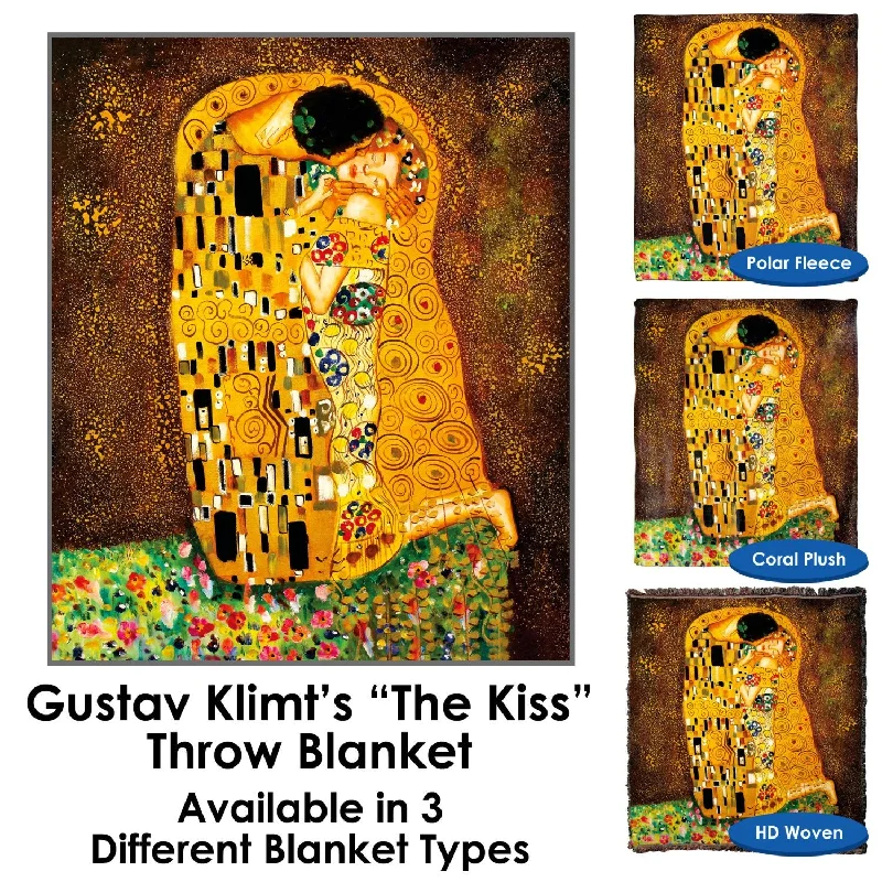 The Kiss Gustav Klimt Throw Blanket / Tapestry Wall Hanging - Standard Multi-color