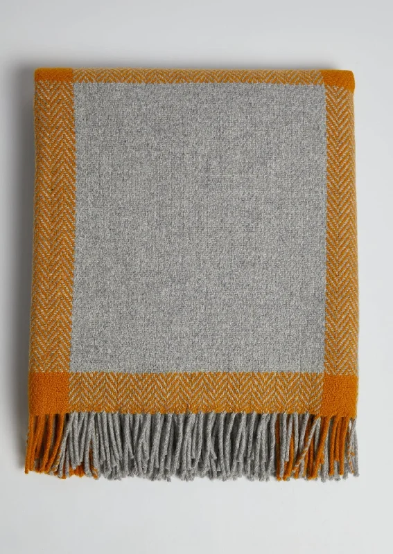 Foxford Cashmere Wool Throw | Orange Grey