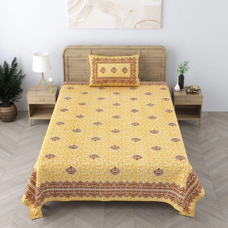 Harriet Printed Bedsheet - Yellow