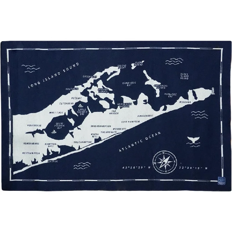 The Hamptons Map Wool Throw Blanket