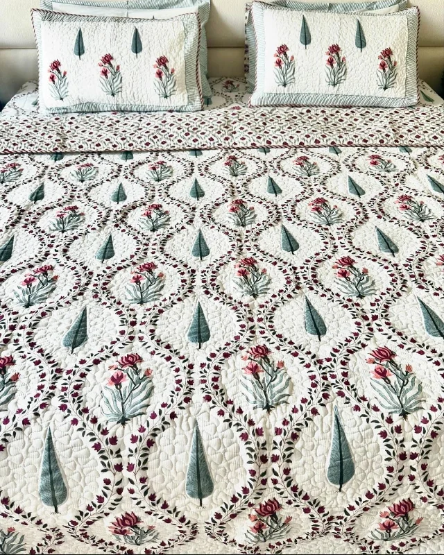 Mughal Garden Quilted Bedcover