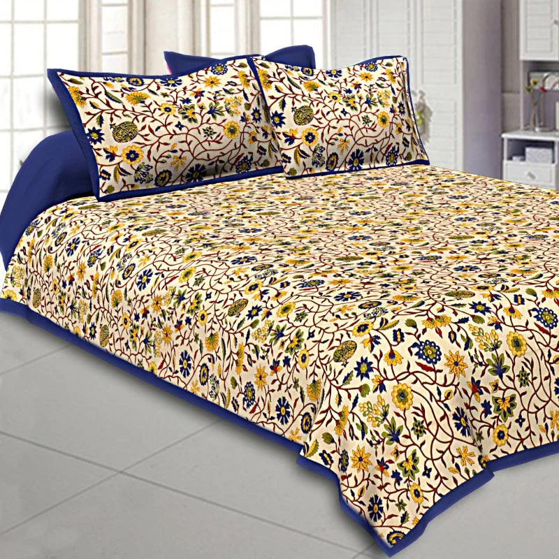 Vihaan Ethnic Bedsheet - Yellow