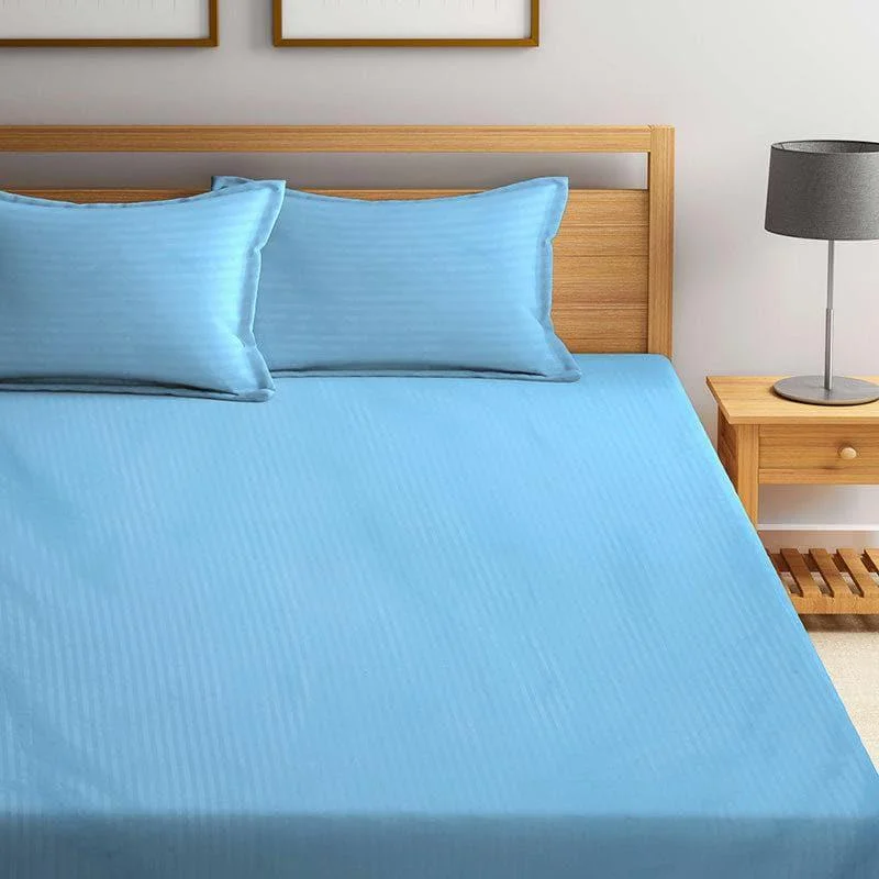 Striped Wonder Bedsheet- Sky Blue