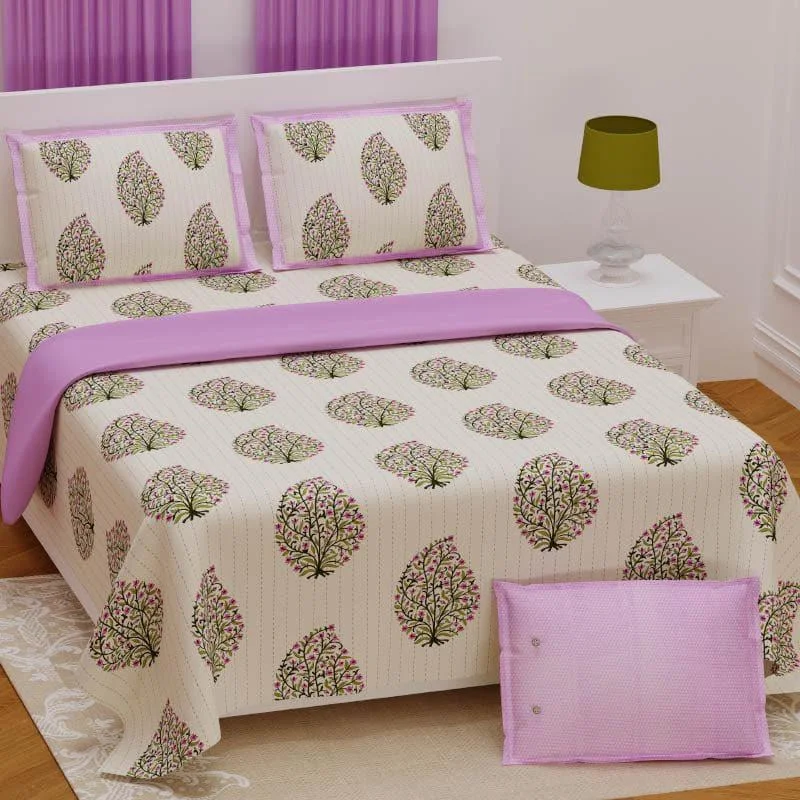 Mughal Floral Bedsheet - Purple