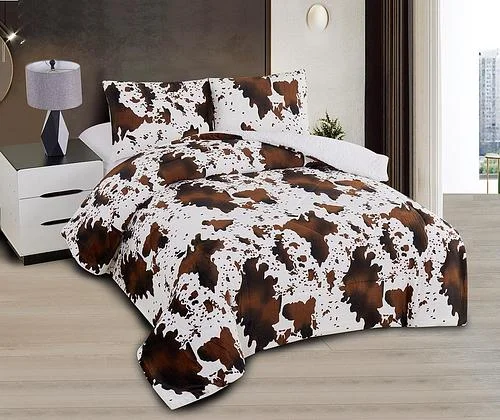 Cow Print - Flannel Borrego 3pc - Cal-King