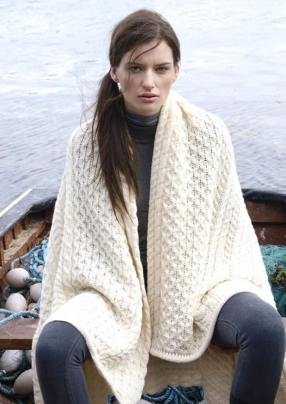 Aran Honeycomb Wool Throw | Natural