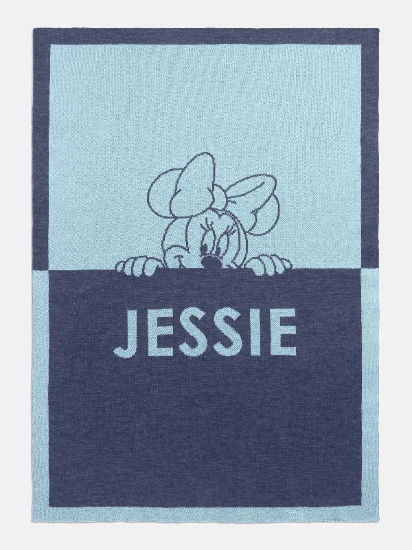 Minnie Mouse Disney Custom Blanket - Light Blue/Navy